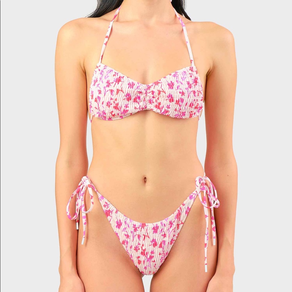 blackbough bikini set Dixie top and bottoms Pink Romance Floral Pattern Medium